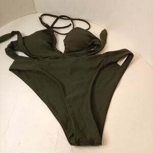Beachsissi Women's Large 12/14 Olive Green Bikini Two Piece